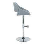 Fabrico Adjustable Barstool - Set of 2 - Chrome Metal, Blue Noise Fabric