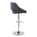 Fabrico Adjustable Barstool - Set of 2 - Chrome Metal, Charcoal Fabric