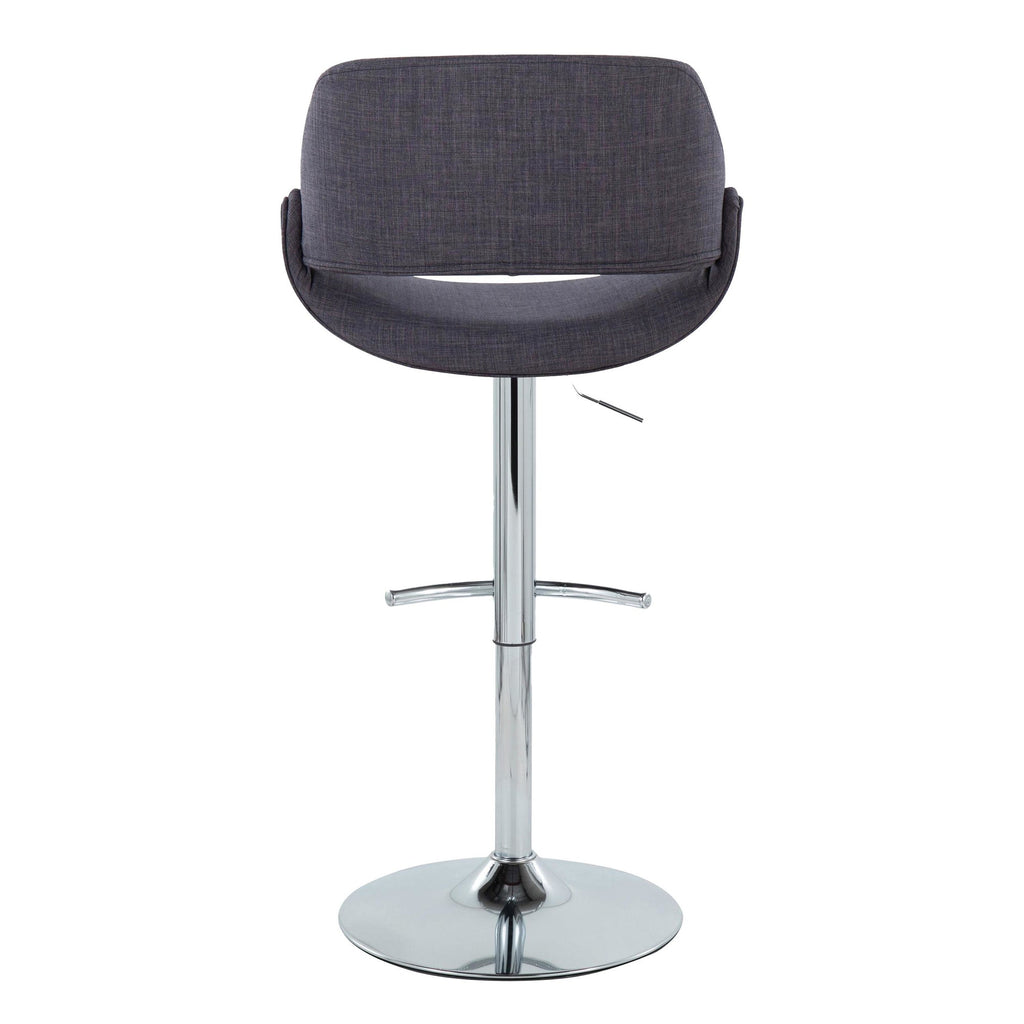 Fabrico Adjustable Barstool - Set of 2 - Chrome Metal, Charcoal Fabric