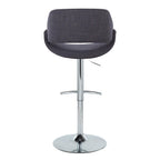 Fabrico Adjustable Barstool - Set of 2 - Chrome Metal, Charcoal Fabric