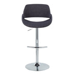 Fabrico Adjustable Barstool - Set of 2 - Chrome Metal, Charcoal Fabric