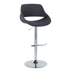 Fabrico Adjustable Barstool - Set of 2 - Chrome Metal, Charcoal Fabric
