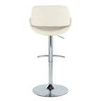 Fabrico Adjustable Barstool - Set of 2 - Chrome Metal, Cream Noise Fabric