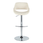 Fabrico Adjustable Barstool - Set of 2 - Chrome Metal, Cream Noise Fabric