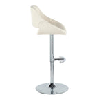 Fabrico Adjustable Barstool - Set of 2 - Chrome Metal, Cream Noise Fabric