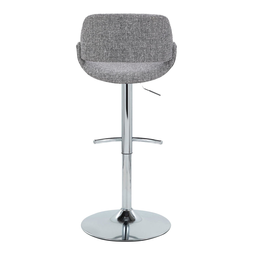 Fabrico Adjustable Barstool - Set of 2 - Chrome Metal, Grey Noise Fabric