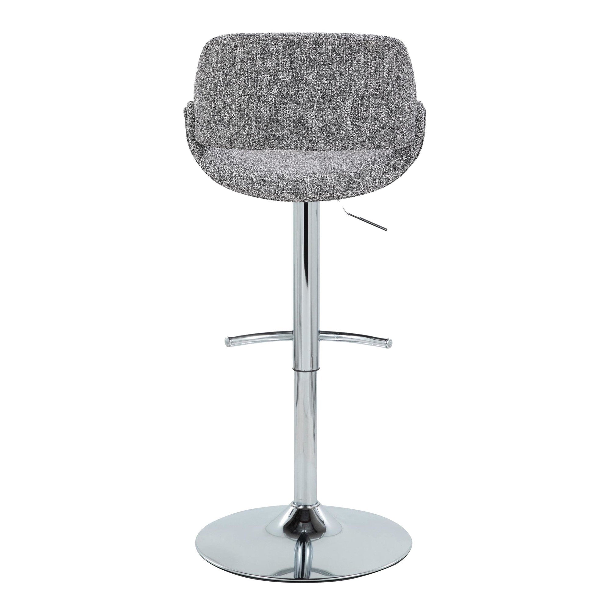Fabrico Adjustable Barstool - Set of 2 - Chrome Metal, Grey Noise Fabric