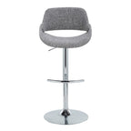 Fabrico Adjustable Barstool - Set of 2 - Chrome Metal, Grey Noise Fabric