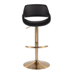 Fabrico Adjustable Barstool - Set of 2 - Gold Metal, Black PU