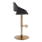 Fabrico Adjustable Barstool - Set of 2 - Gold Metal, Black PU