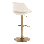 Fabrico Adjustable Barstool - Set of 2 - Gold Metal, Cream PU
