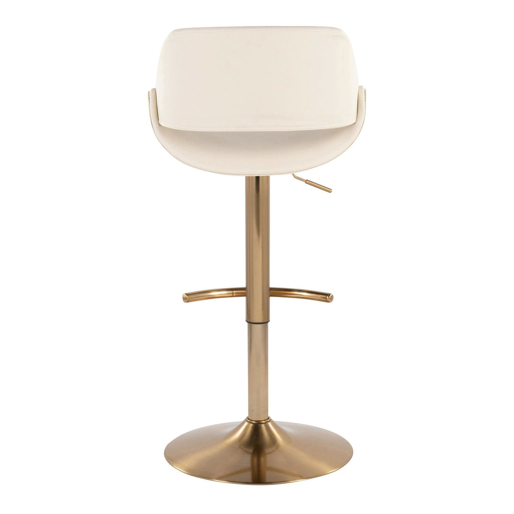 Fabrico Adjustable Barstool - Set of 2 - Gold Metal, Cream PU
