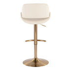 Fabrico Adjustable Barstool - Set of 2 - Gold Metal, Cream PU