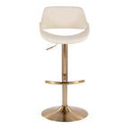 Fabrico Adjustable Barstool - Set of 2 - Gold Metal, Cream PU