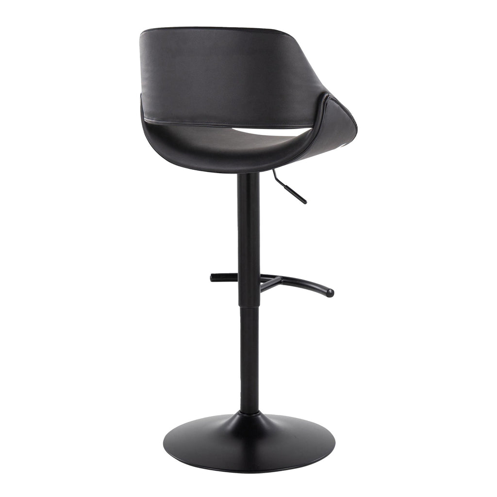 Fabrico Adjustable Barstool - Set of 2 - Black Metal, Black PU