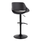 Fabrico Adjustable Barstool - Set of 2 - Black Metal, Black PU