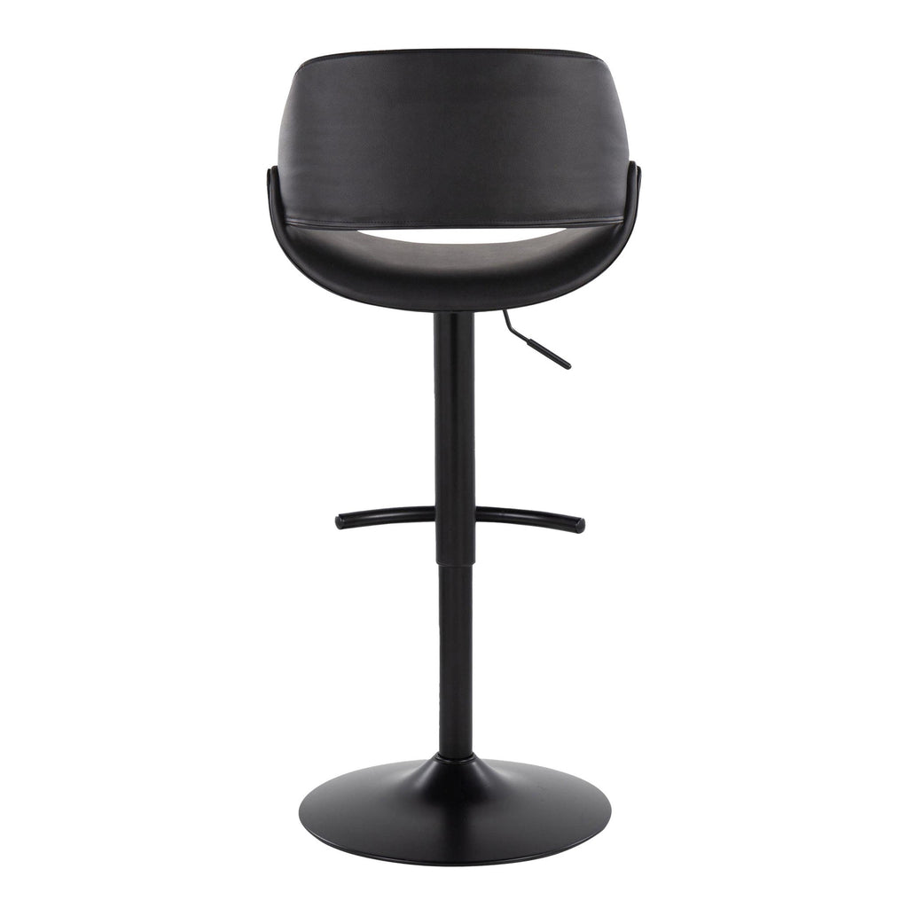 Fabrico Adjustable Barstool - Set of 2 - Black Metal, Black PU