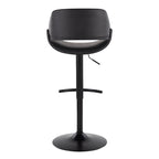 Fabrico Adjustable Barstool - Set of 2 - Black Metal, Black PU