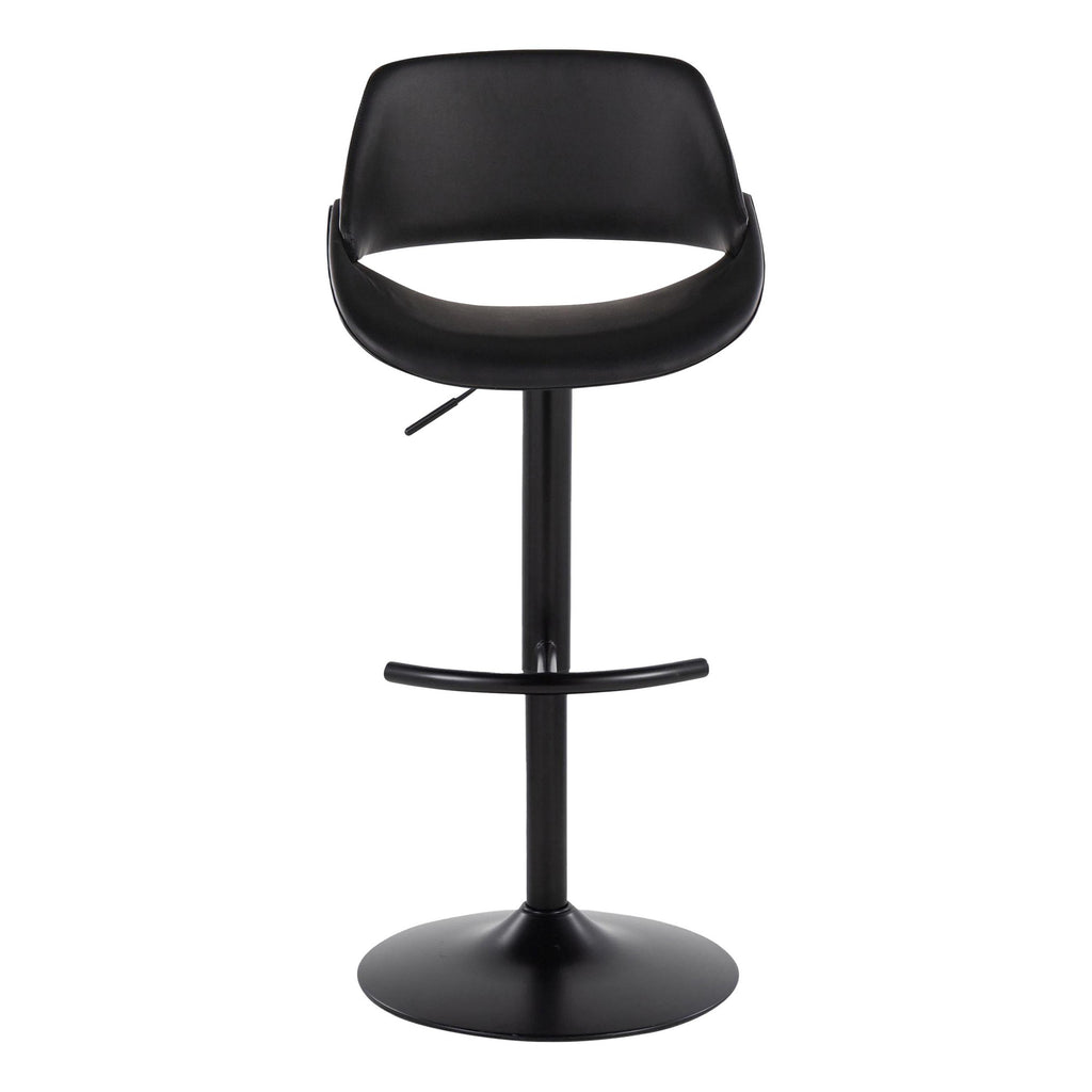 Fabrico Adjustable Barstool - Set of 2 - Black Metal, Black PU