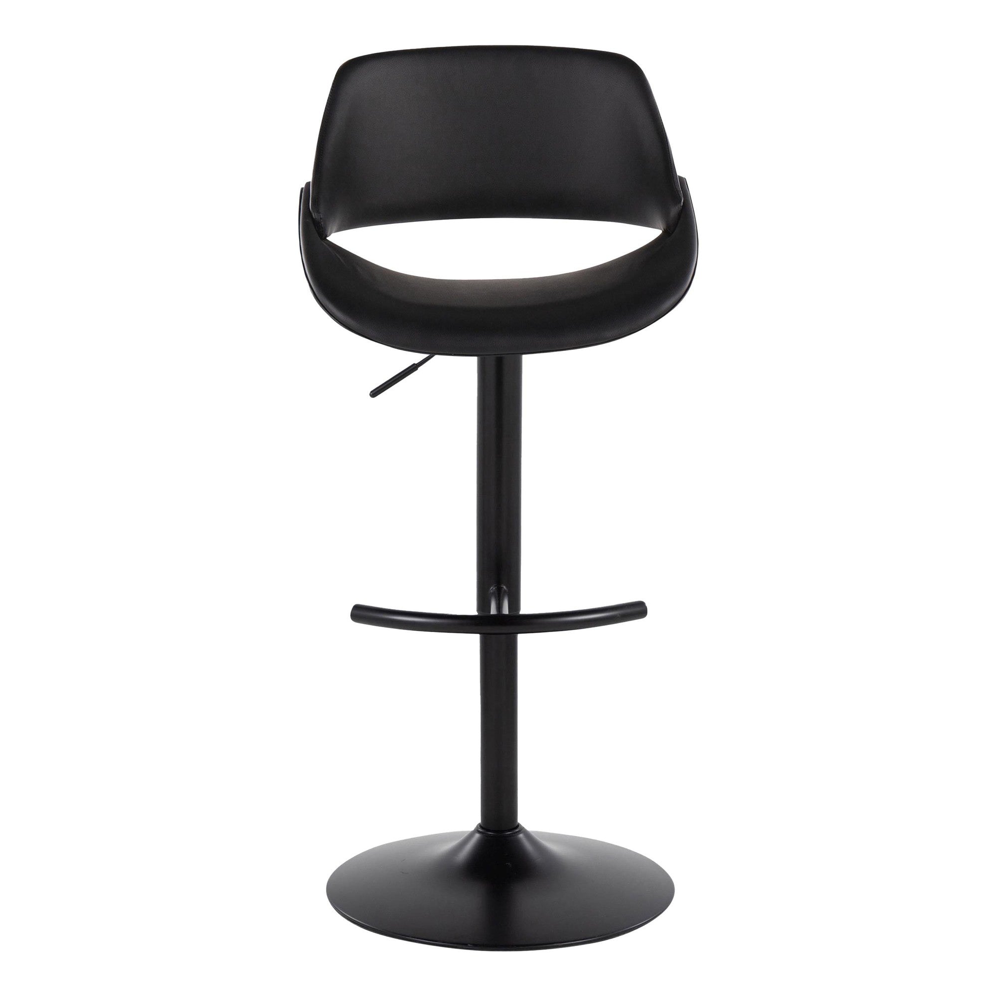 Fabrico Adjustable Barstool - Set of 2 - Black Metal, Black PU