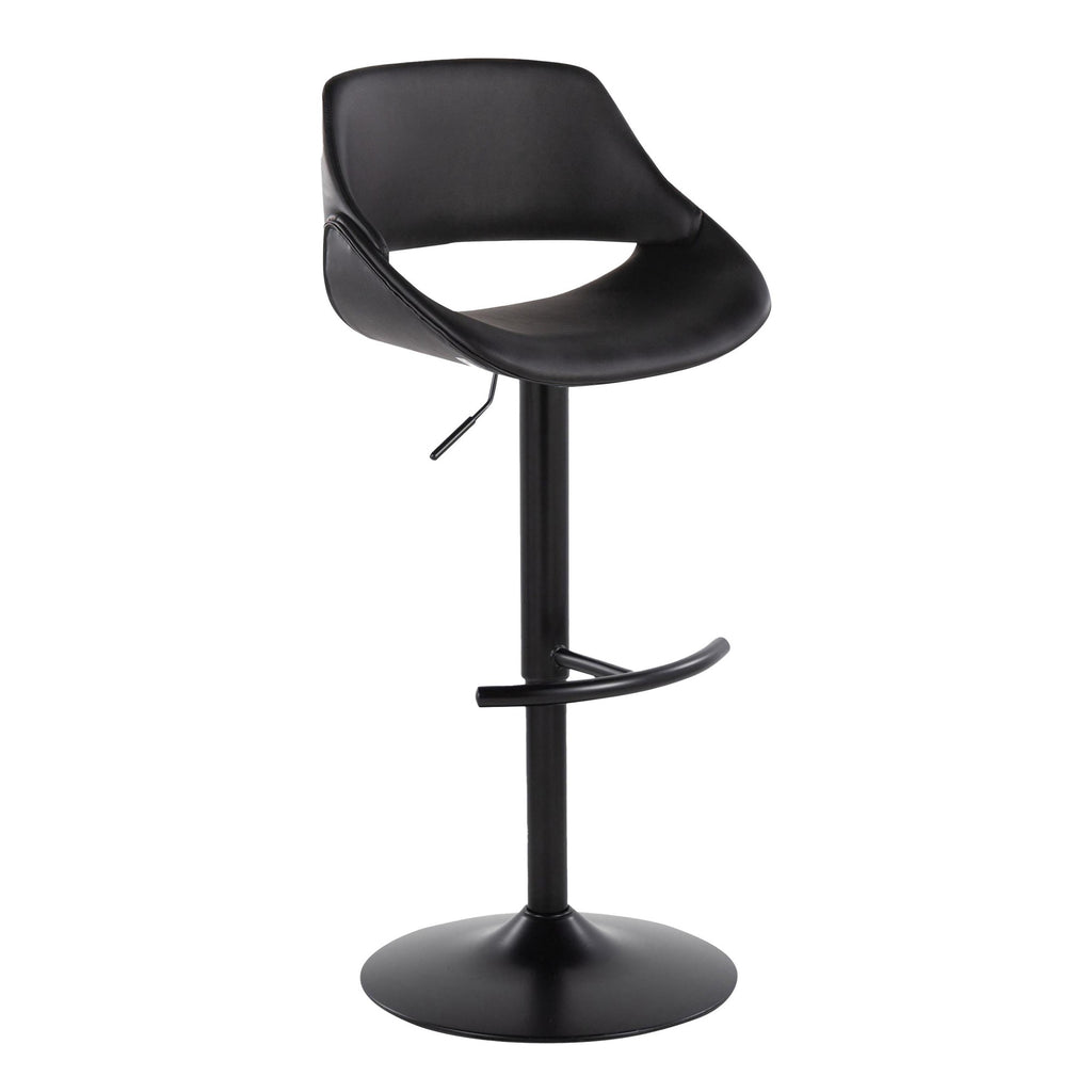Fabrico Adjustable Barstool - Set of 2 - Black Metal, Black PU