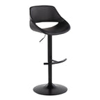 Fabrico Adjustable Barstool - Set of 2 - Black Metal, Black PU