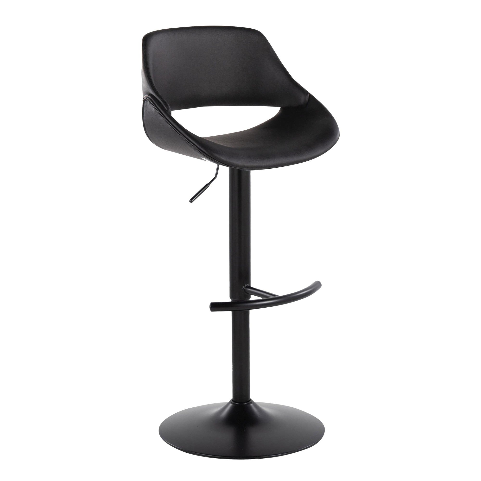 Fabrico Adjustable Barstool - Set of 2 - Black Metal, Black PU