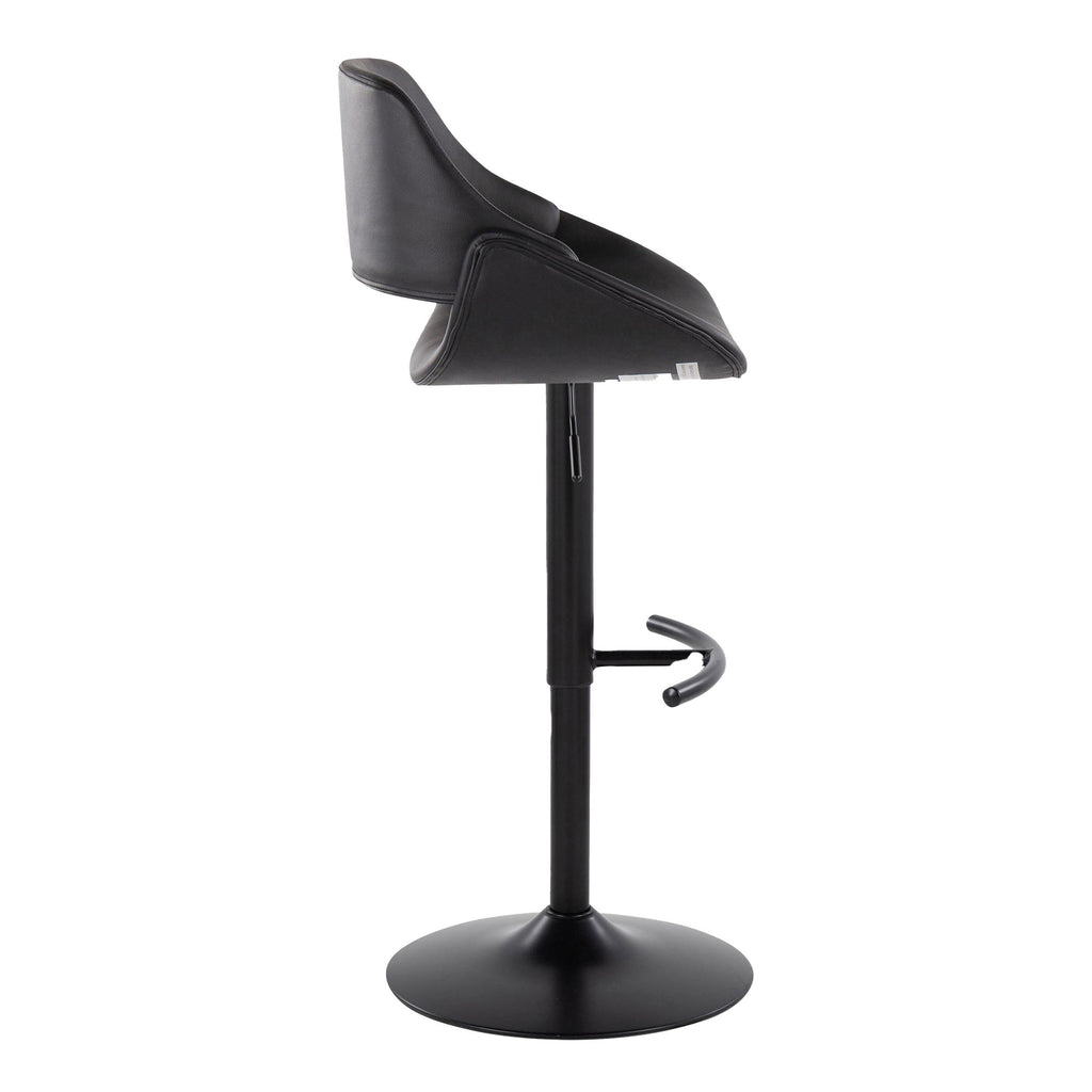 Fabrico Adjustable Barstool - Set of 2 - Black Metal, Black PU