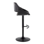Fabrico Adjustable Barstool - Set of 2 - Black Metal, Black PU