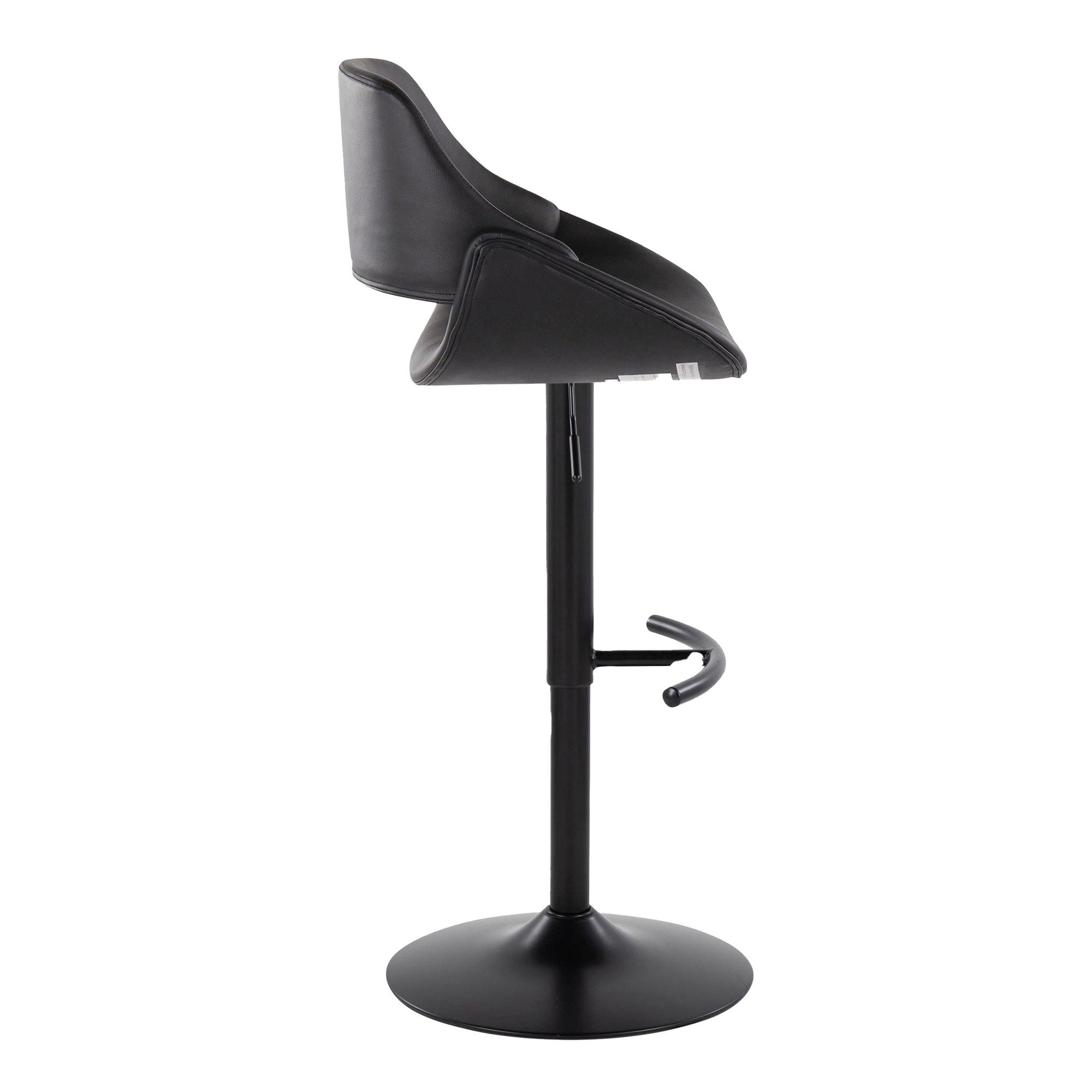Fabrico Adjustable Barstool - Set of 2 - Black Metal, Black PU