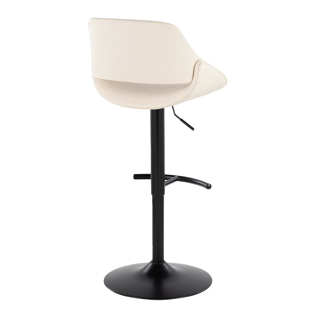 Fabrico Adjustable Barstool - Set of 2 - Black Metal, Cream PU