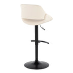 Fabrico Adjustable Barstool - Set of 2 - Black Metal, Cream PU