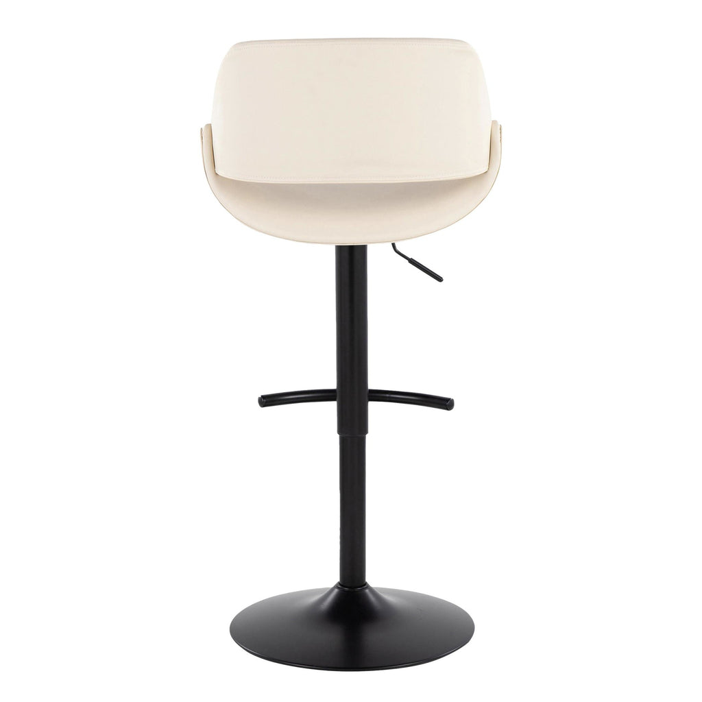 Fabrico Adjustable Barstool - Set of 2 - Black Metal, Cream PU