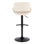 Fabrico Adjustable Barstool - Set of 2 - Black Metal, Cream PU