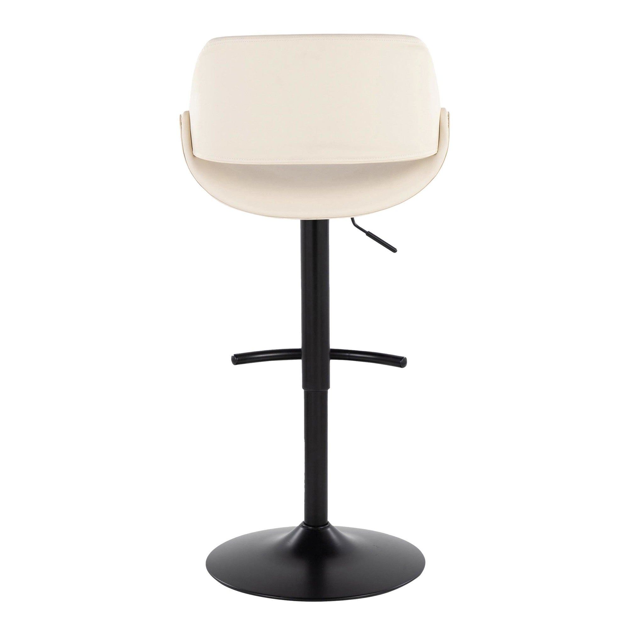 Fabrico Adjustable Barstool - Set of 2 - Black Metal, Cream PU