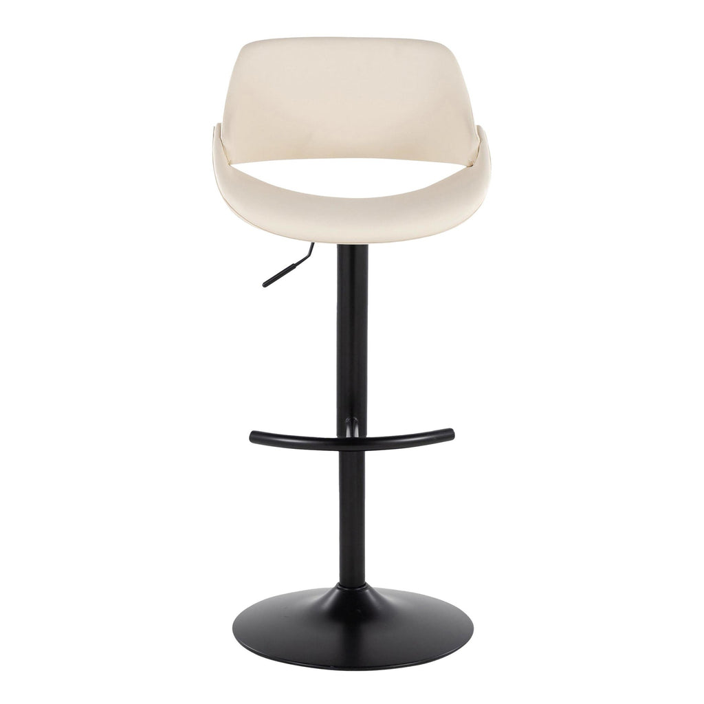 Fabrico Adjustable Barstool - Set of 2 - Black Metal, Cream PU