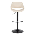Fabrico Adjustable Barstool - Set of 2 - Black Metal, Cream PU