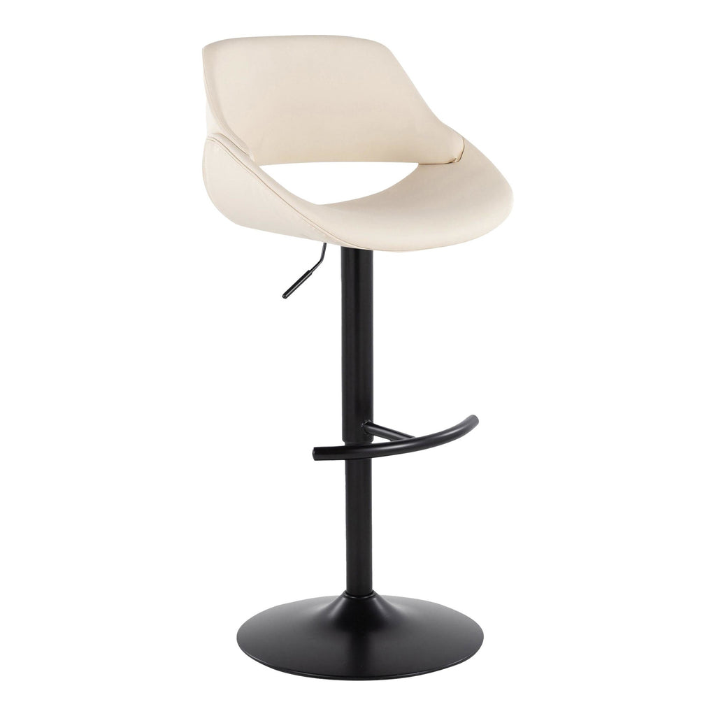 Fabrico Adjustable Barstool - Set of 2 - Black Metal, Cream PU