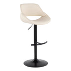 Fabrico Adjustable Barstool - Set of 2 - Black Metal, Cream PU