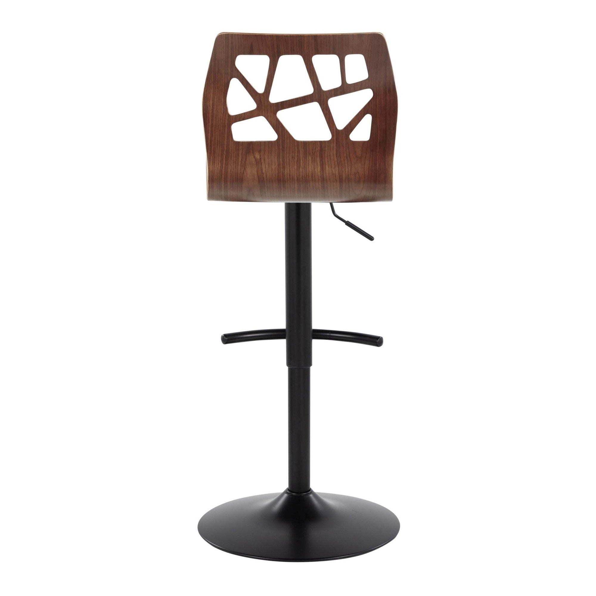 Folia Adjustable Barstool - Set of 2 - Black Metal, Walnut Wood, Teal Fabric