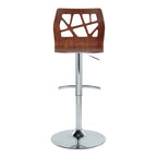 Folia Adjustable Barstool - Set of 2 - Chrome Metal, Walnut Wood, Teal Fabric