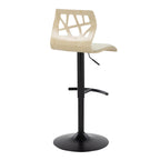Folia Adjustable Barstool - Set of 2 - Black Metal, Natural Wood, Cream PU