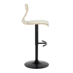 Folia Adjustable Barstool - Set of 2 - Black Metal, Natural Wood, Cream PU