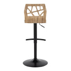 Folia Adjustable Barstool - Set of 2 - Black Metal, Zebra Wood, Cream PU
