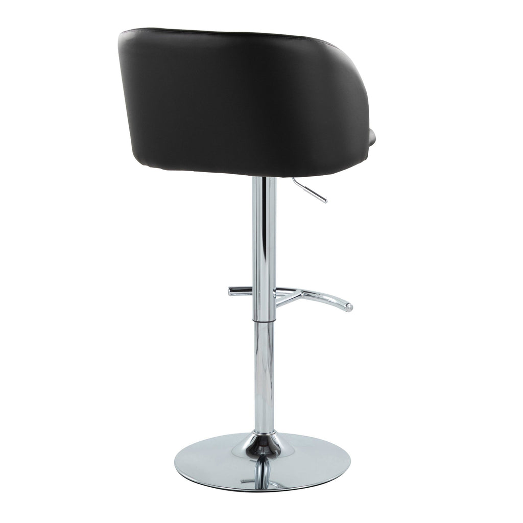 Fran Adjustable Barstool - Set of 2 - Chrome Metal, Black PU