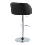 Fran Adjustable Barstool - Set of 2 - Chrome Metal, Black PU