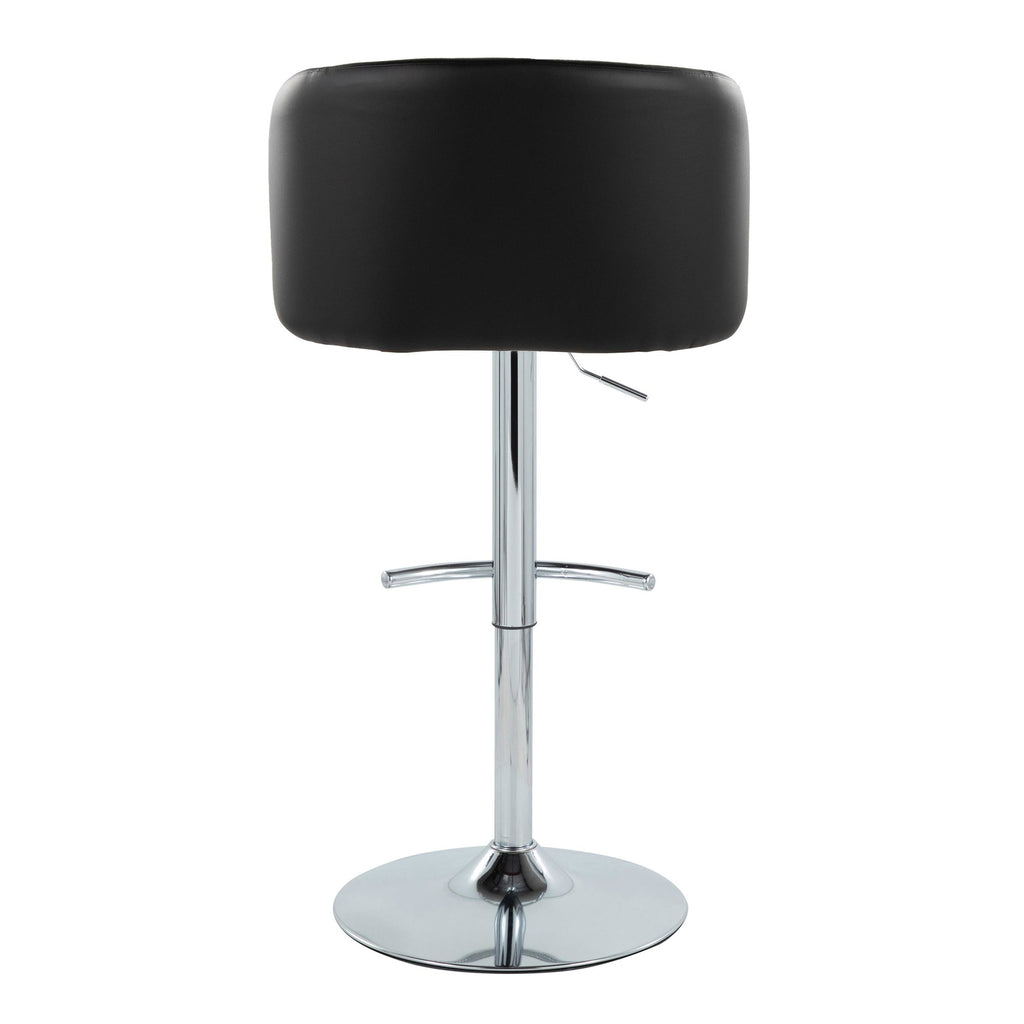 Fran Adjustable Barstool - Set of 2 - Chrome Metal, Black PU