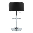 Fran Adjustable Barstool - Set of 2 - Chrome Metal, Black PU