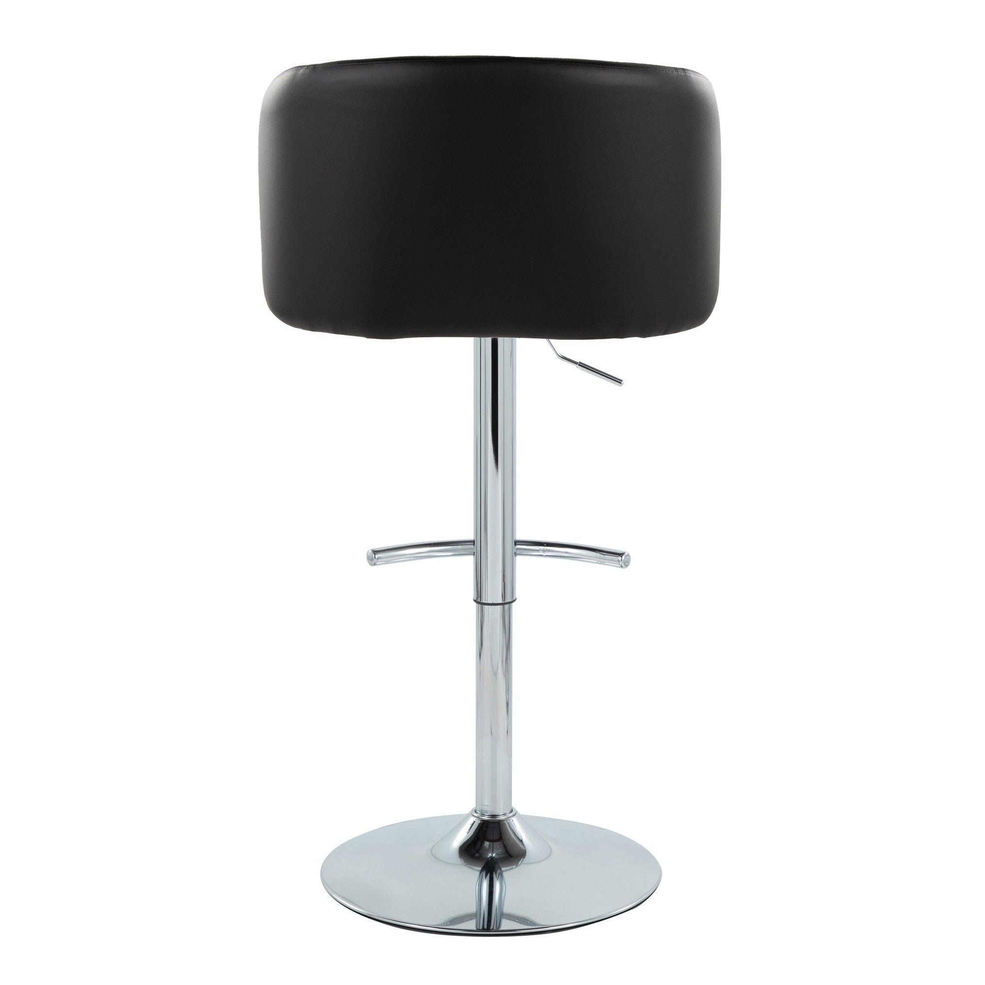 Fran Adjustable Barstool - Set of 2 - Chrome Metal, Black PU