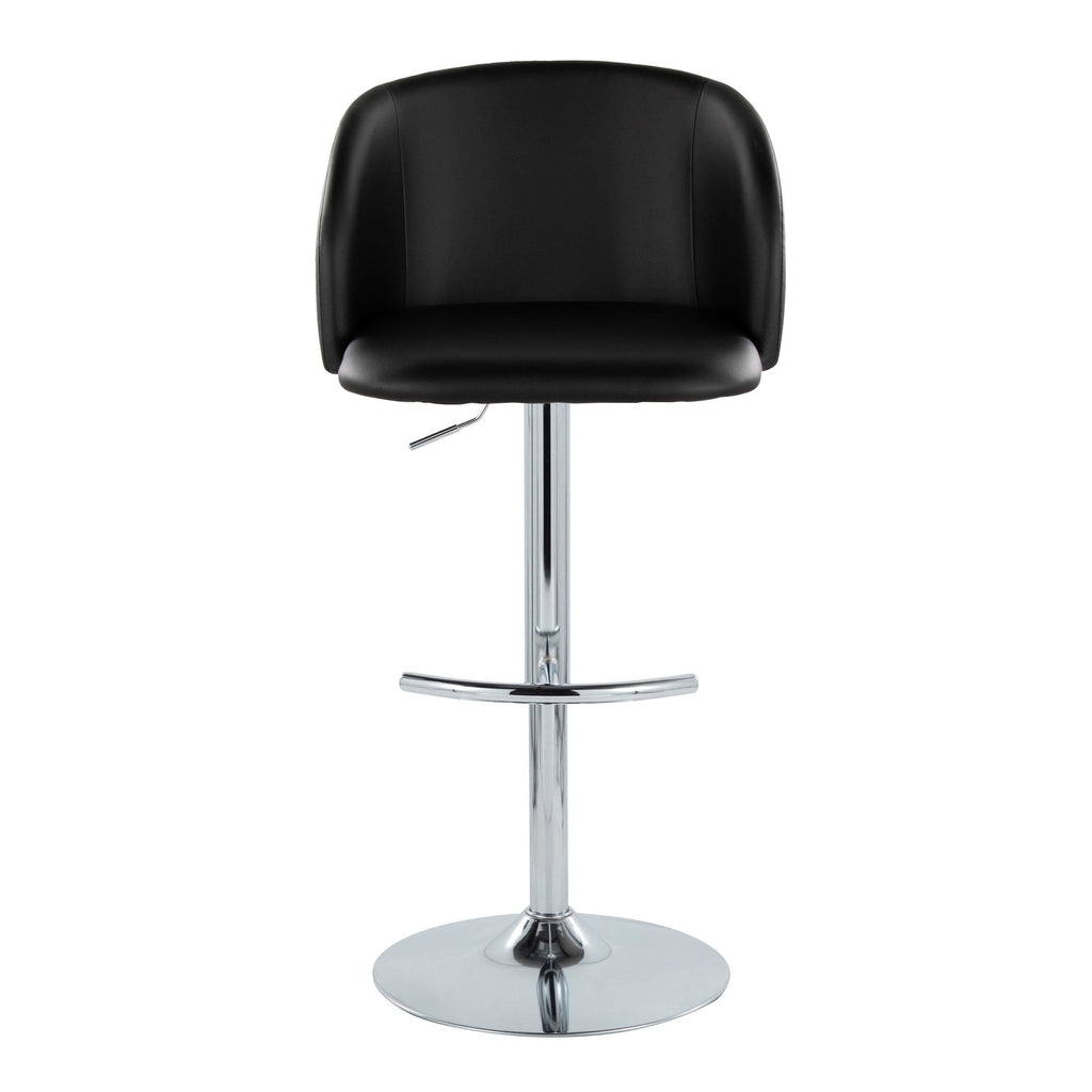 Fran Adjustable Barstool - Set of 2 - Chrome Metal, Black PU